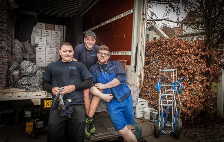 3 flyttemænd fra JD Logistik lige efter flytningen er startet